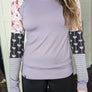 Chandail patchwork lilas fleurs rose de APRT