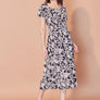 Robe Victoria feuilles noir et ivoire par Cherry Bobin
