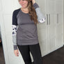 Chandail patchwork gris marine fleurs de APRT