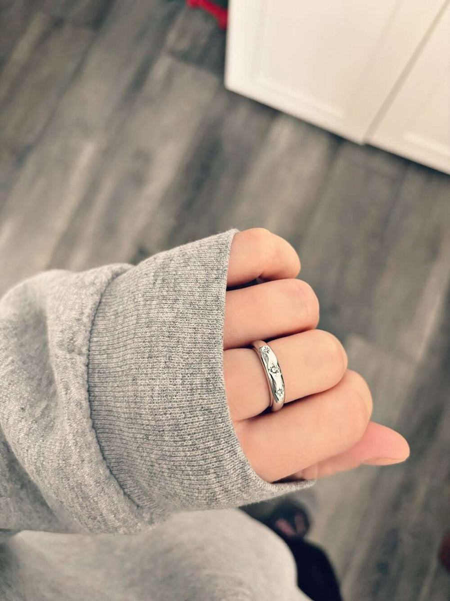 Bague Empilable Style Bague Femme Or Et Argent ALEXCRAFT - Bagues Goutte D'Eau Épaisses Ajustables - Hypoallergéniques En Acier Bague Pouce Style