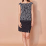Cami Simone feuilles noir et blanc par Cherry Bobin