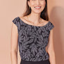 Cami Simone feuilles noir et blanc par Cherry Bobin