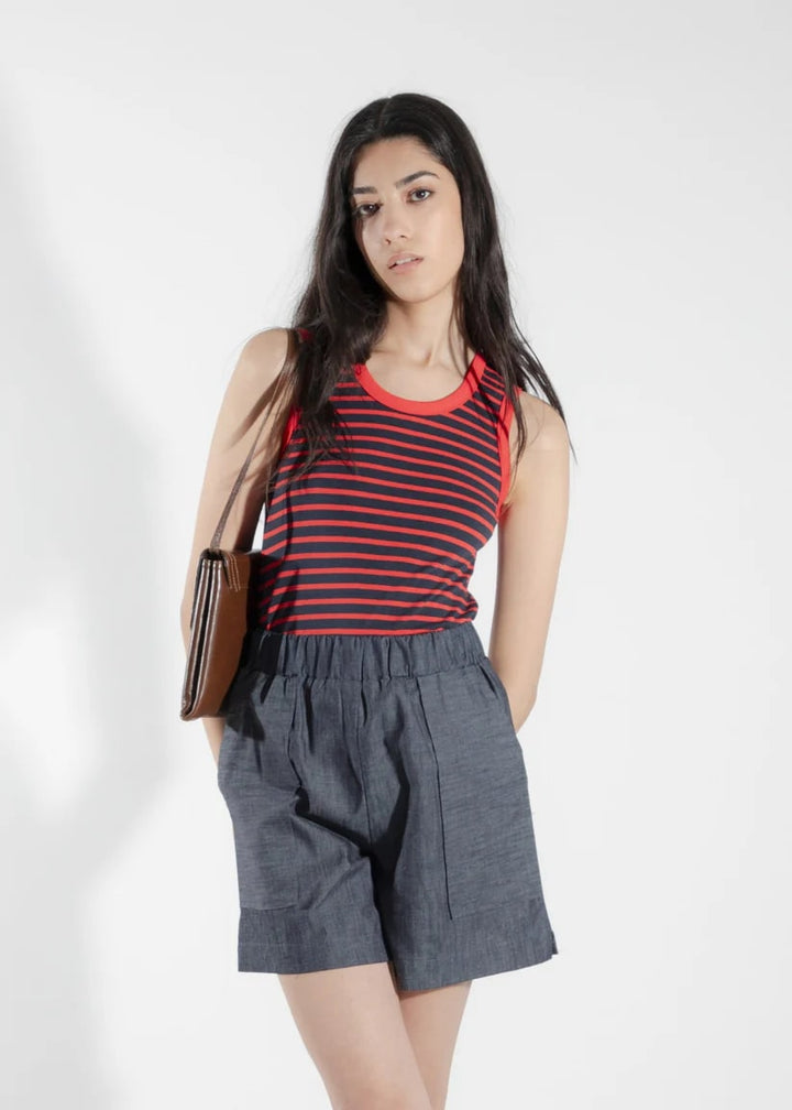 Camisole rubanier rayé rouge par Eve Lavoie