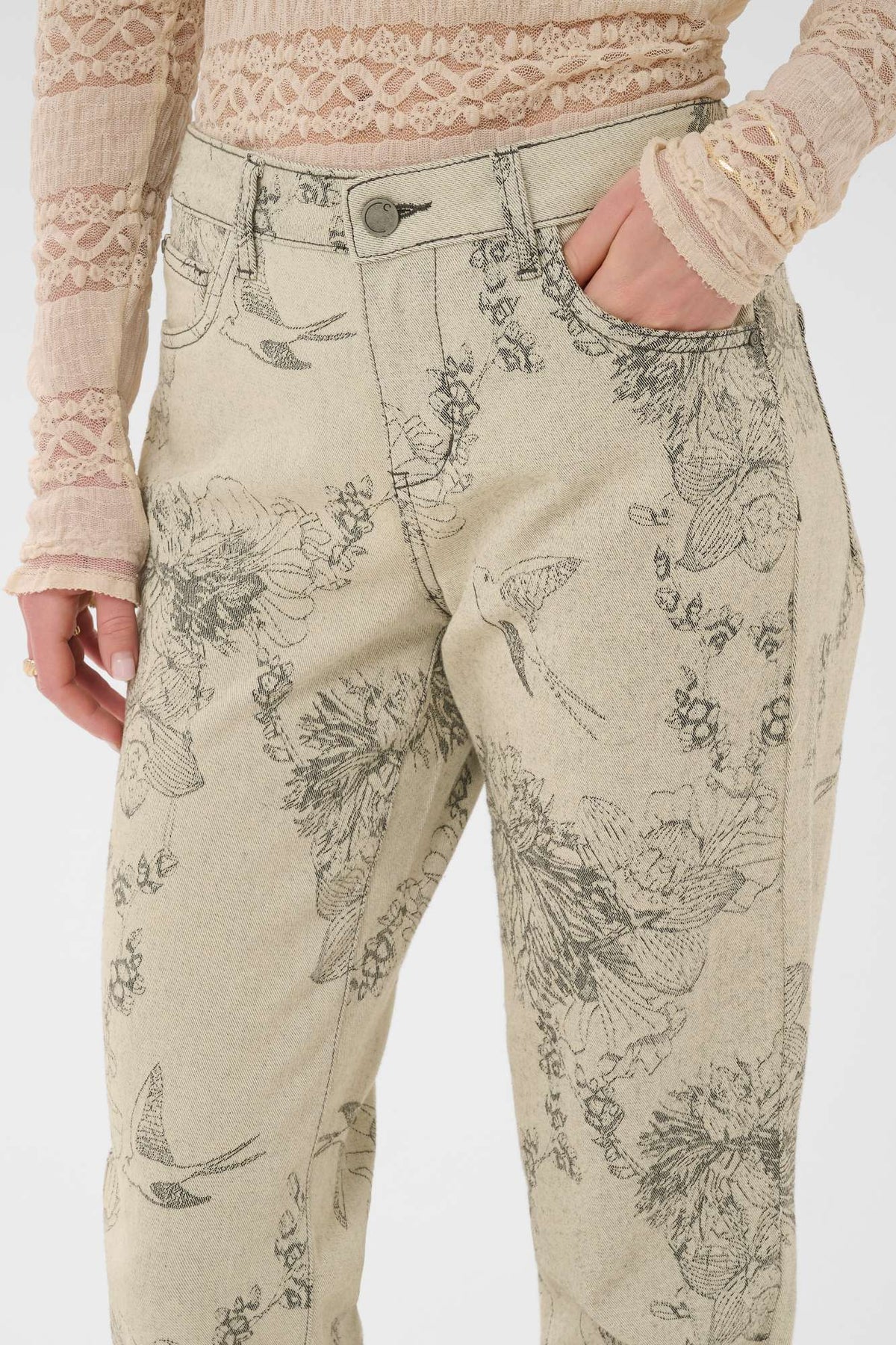 Pantalon Vatta fleur écru de Cream