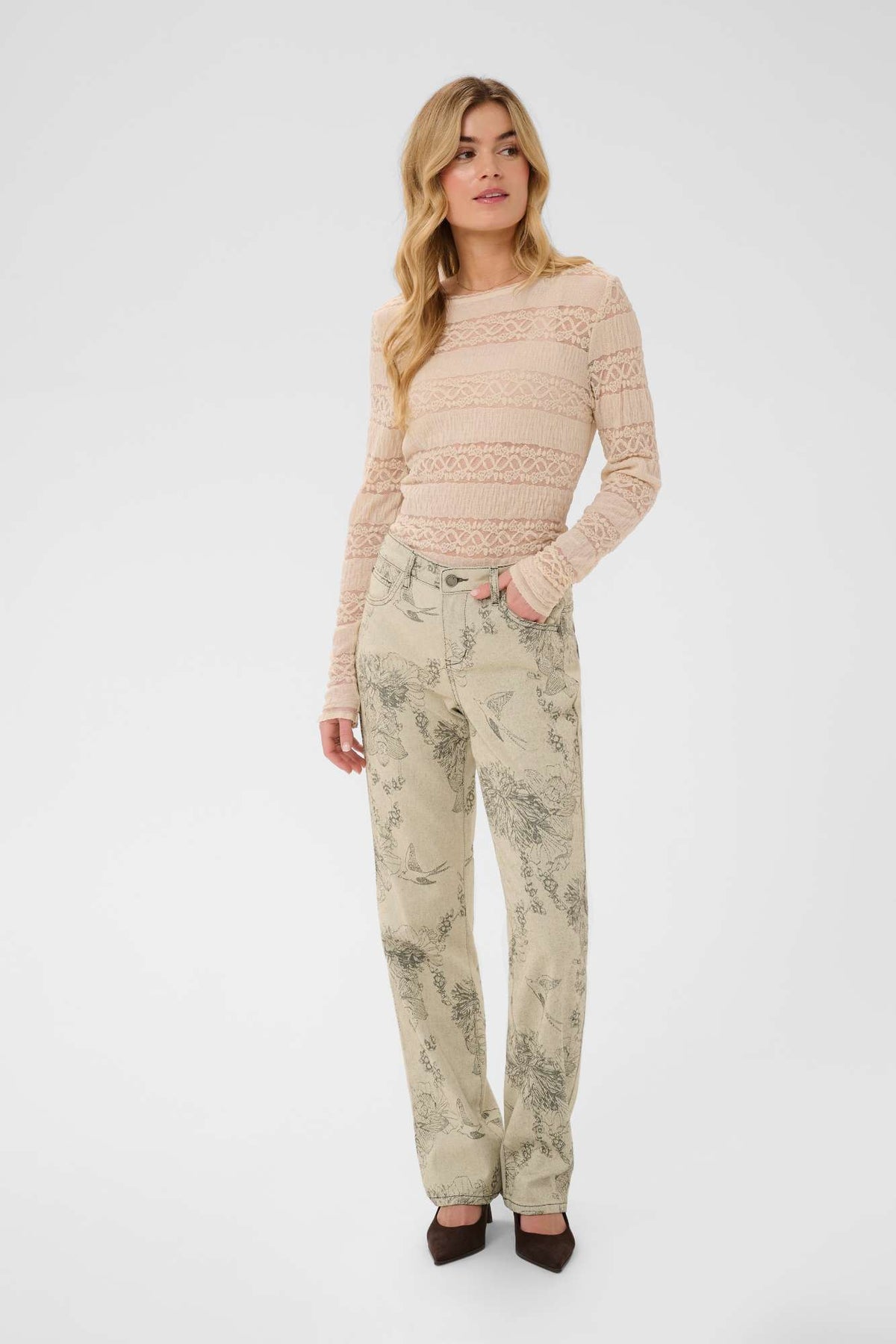 Pantalon Vatta fleur écru de Cream