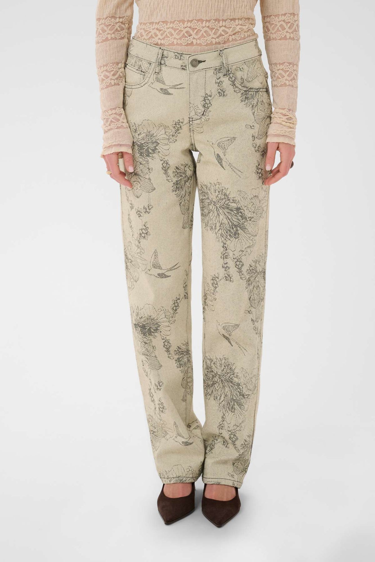 Pantalon Vatta fleur écru de Cream