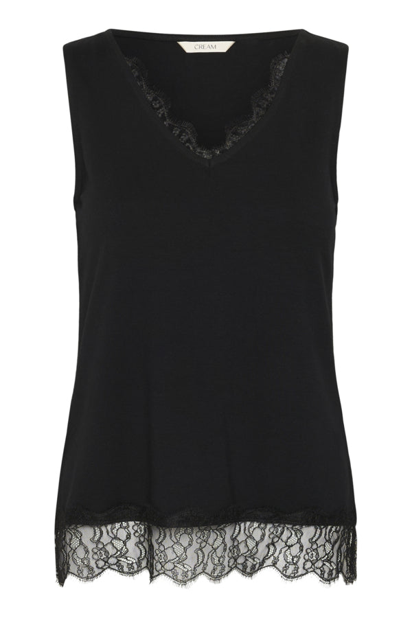 Camisole Alvaia tricot dentelle noir de Cream