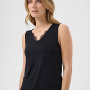 Camisole Alvaia tricot dentelle noir de Cream