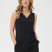 Camisole Alvaia tricot dentelle noir de Cream