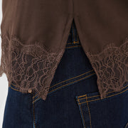 Camisole Alvaia tricot dentelle brun java de Cream
