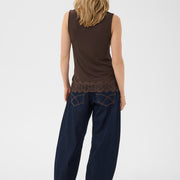 Camisole Alvaia tricot dentelle brun java de Cream