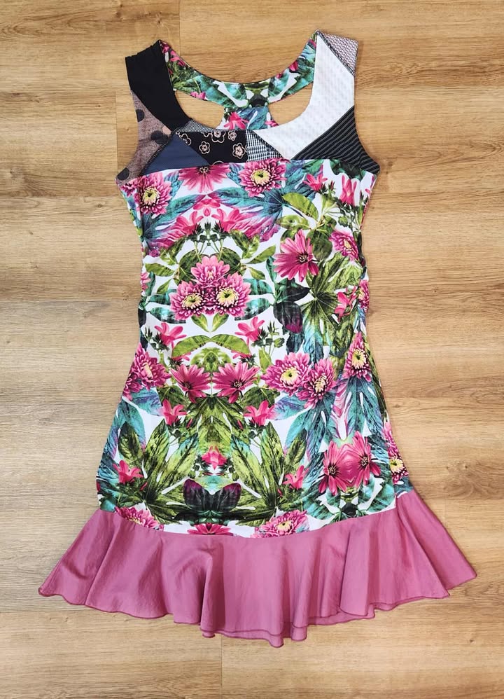 Robe fleurs rose vert XL par Myco Anna