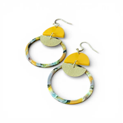 Boucles d'oreilles anneau bi-matière jaune MF-125-J de Bijoux M Fantaisie
