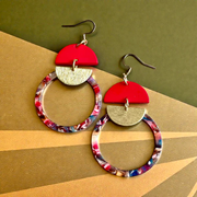Boucles d'oreilles anneau bi-matière rouge MF-125-R de Bijoux M Fantaisie