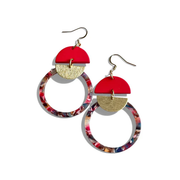 Boucles d'oreilles anneau bi-matière rouge MF-125-R de Bijoux M Fantaisie