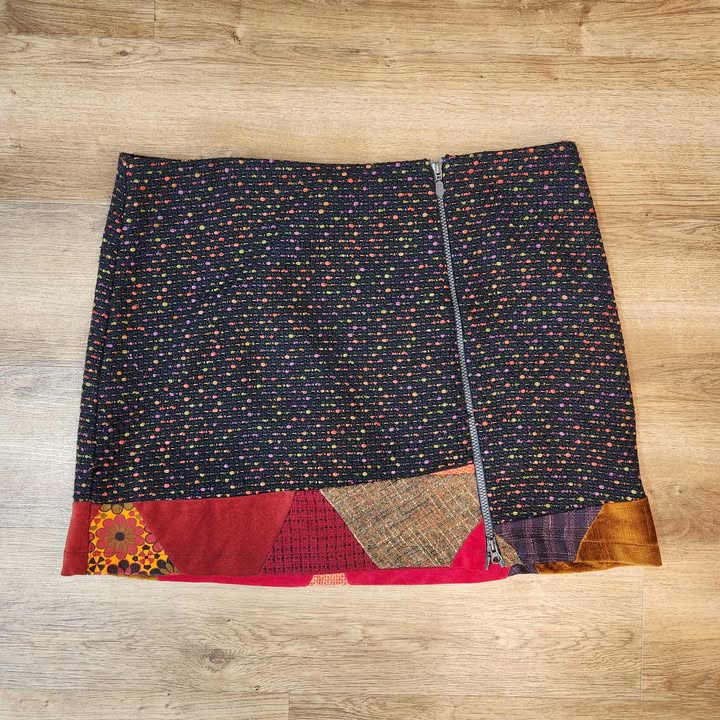 Jupe tweed noir multi XXL par Myco Anna