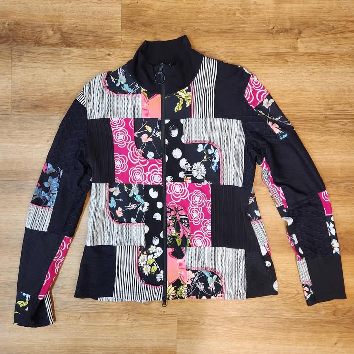 Veste patchwork rose noir blanc XL-XXL par Myco Anna