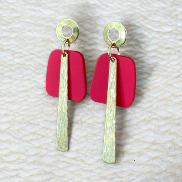 Boucles d'oreilles la rétro rouge  MF-151 de Bijoux M Fantaisie