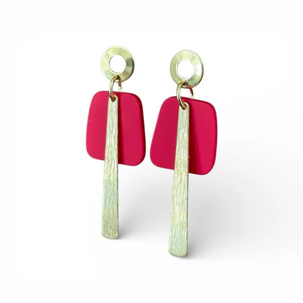 Boucles d'oreilles la rétro rouge  MF-151 de Bijoux M Fantaisie