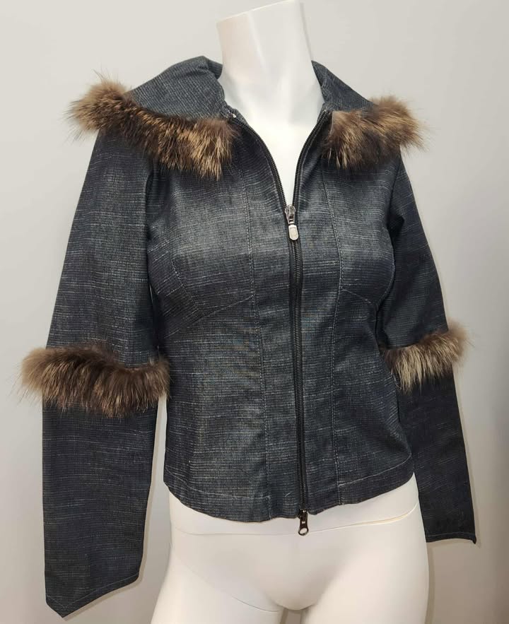 Veste denim fourrure Small par Myco Anna