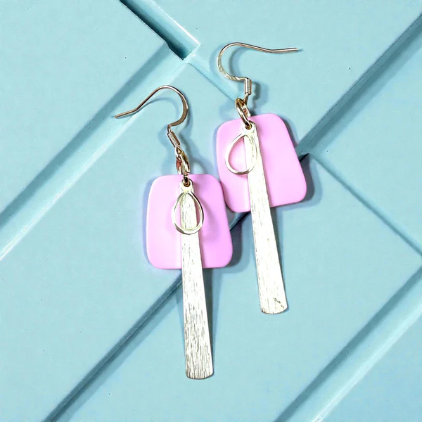 Boucles d'oreilles la rétro rose  MF-158-R de Bijoux M Fantaisie