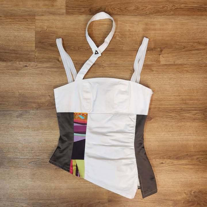 Top blanc bretelles et licou XS par Myco Anna