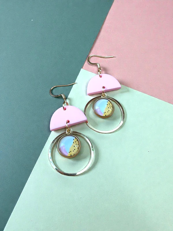 Boucles d'oreilles La rétro cabochons MF-184 de Bijoux M Fantaisie