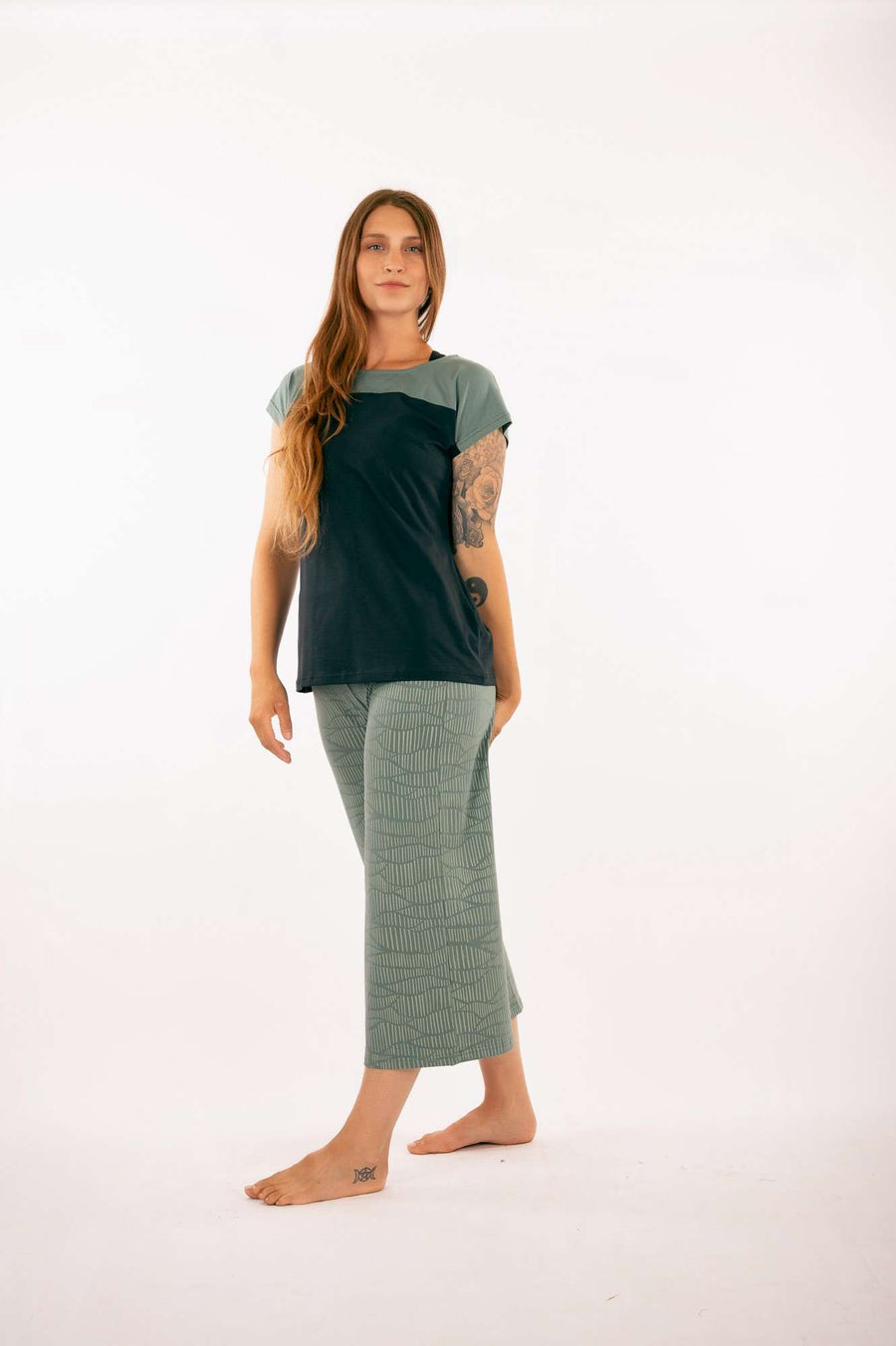 Pantalon KAMA IMPRIMÉ vert pine YB-13 par 21 Tara