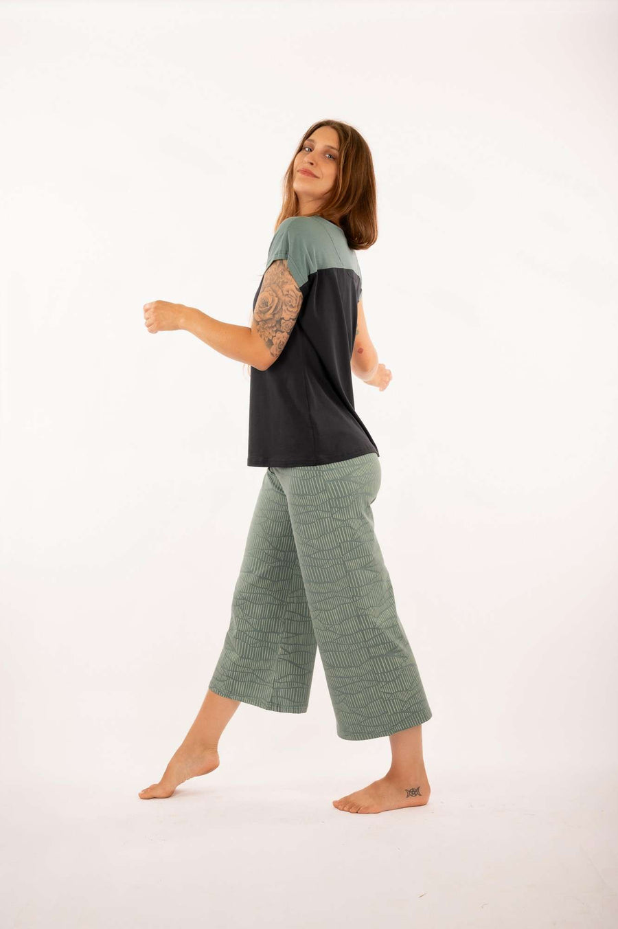 Pantalon KAMA IMPRIMÉ vert pine YB-13 par 21 Tara