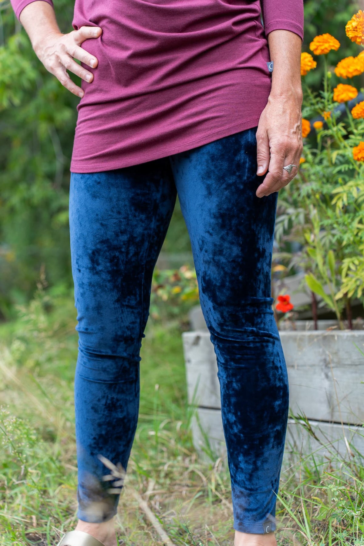 Legging Toudou en french terry noir, marine ou lilas ou velours noir de Marie C