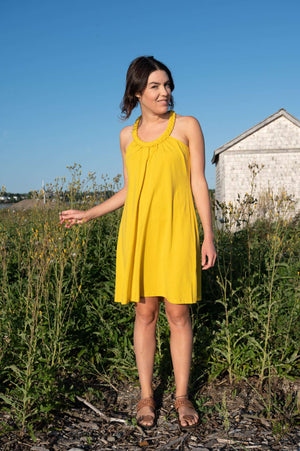 Robe col torsadé jaune par 21 Tara