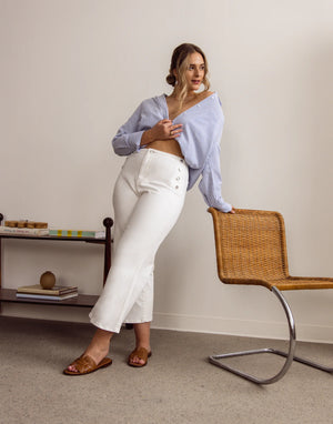 Jeans pearl white Lily très évasé de Yoga Jeans