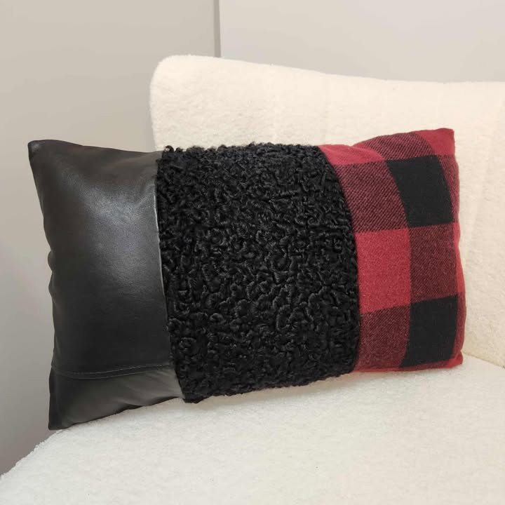 Coussin et bourrure trio mouton de perse carreaux par Makabane