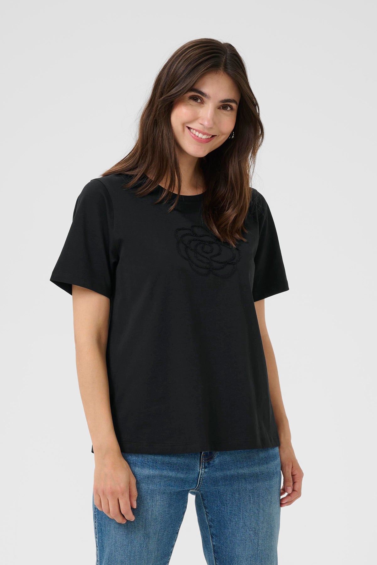 T-shirt Poppy V neck noir S par Culture