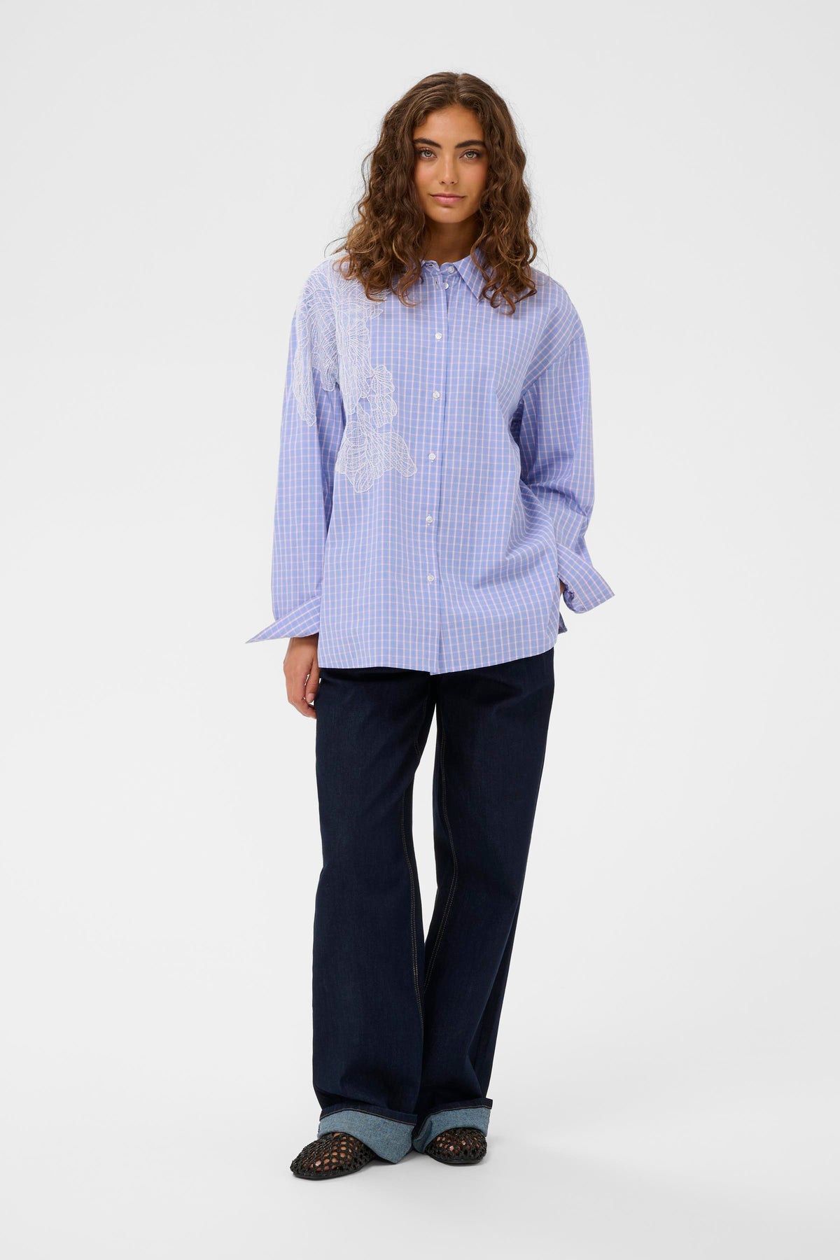 Chemisier Jani carreaux broderie par Culture