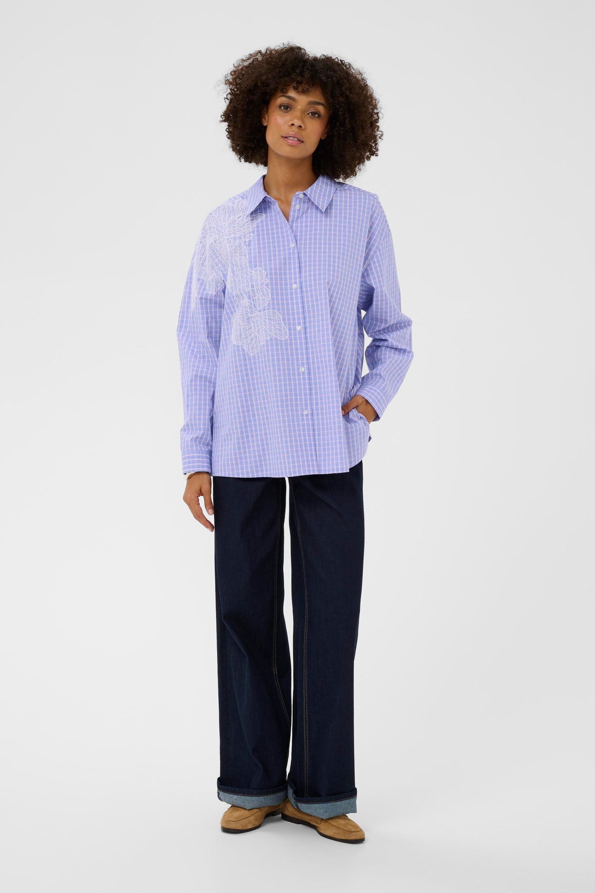 Chemisier Jani carreaux broderie par Culture