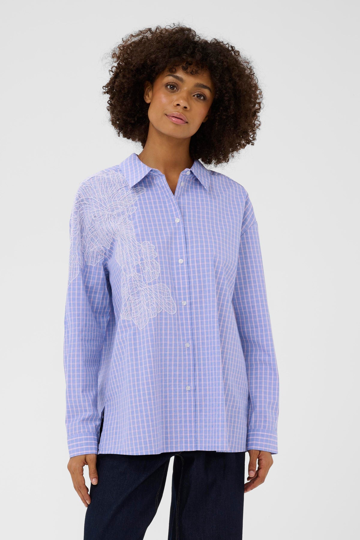 Chemisier Jani carreaux broderie par Culture