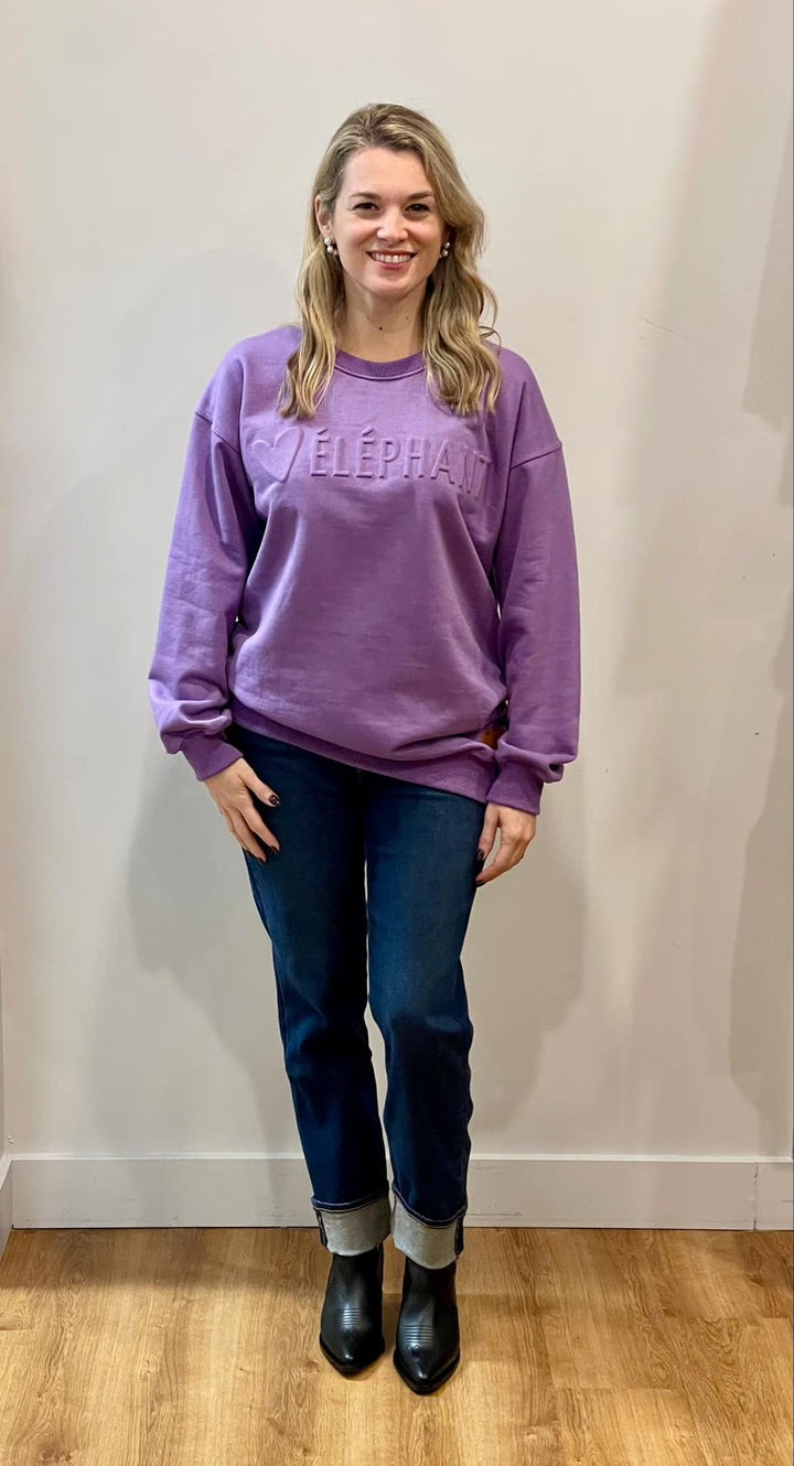 Coton ouaté col rond lilas de Coeur d'Éléphant