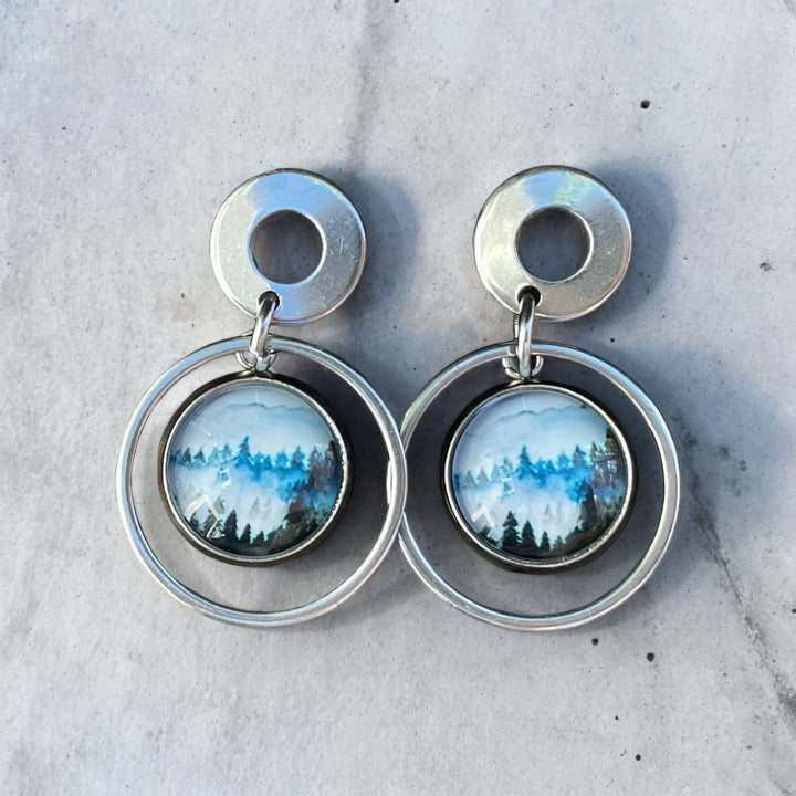 Boucles d'oreilles paysage d'hiver 2 MF- de Bijoux M Fantaisies