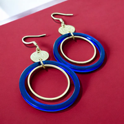 Boucles d'oreilles anneau rétro bleu MF-94 de Bijoux M Fantaisie