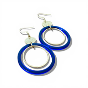 Boucles d'oreilles anneau rétro bleu MF-94 de Bijoux M Fantaisie