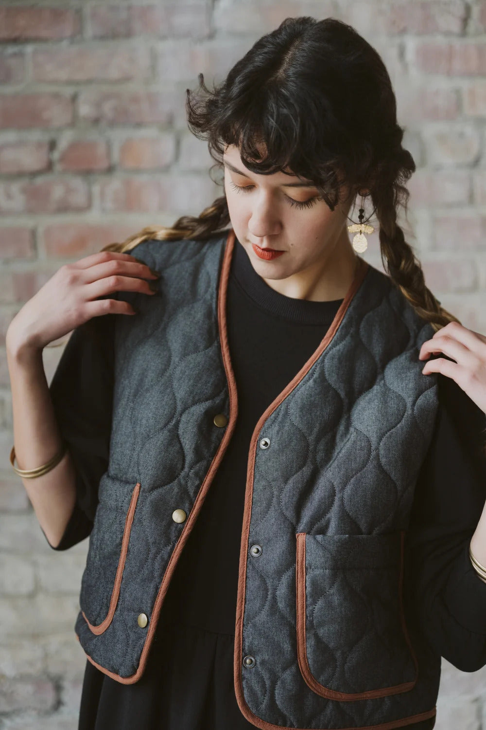 Veste Cyprès Denim Noir Matelassé de Kazak