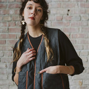 Veste Cyprès Denim Noir Matelassé de Kazak