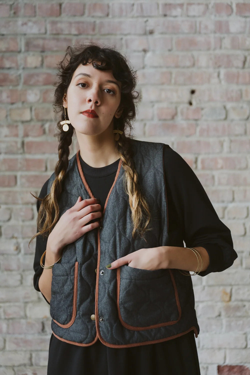Veste Cyprès Denim Noir Matelassé de Kazak
