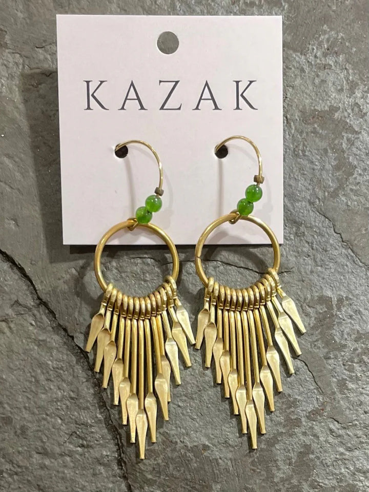 Boucles d'oreille Arrow jade de Kazak