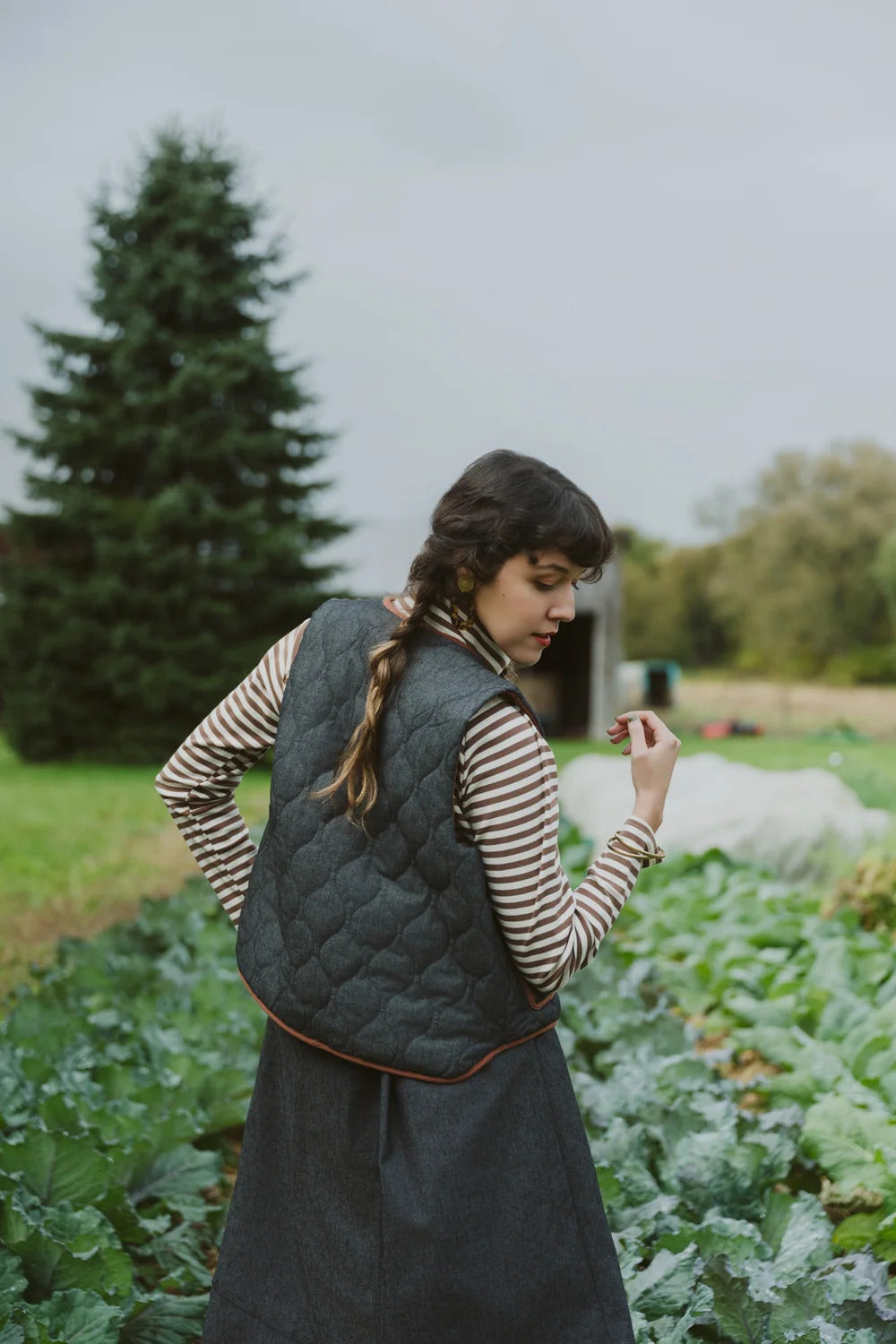 Veste Cyprès Denim Noir Matelassé de Kazak