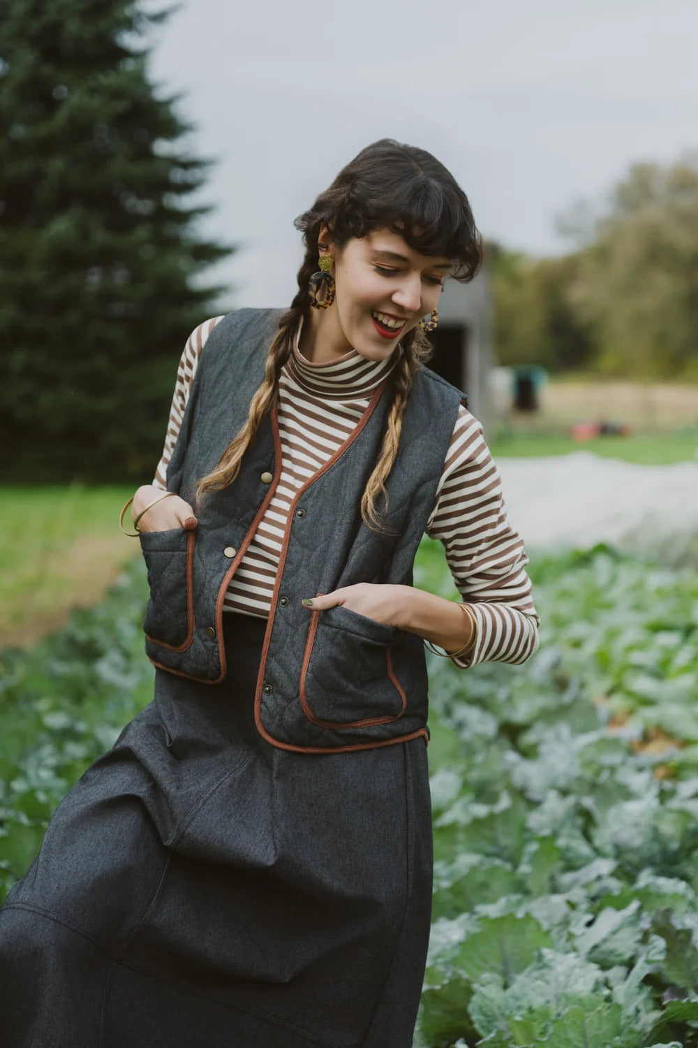 Veste Cyprès Denim Noir Matelassé de Kazak