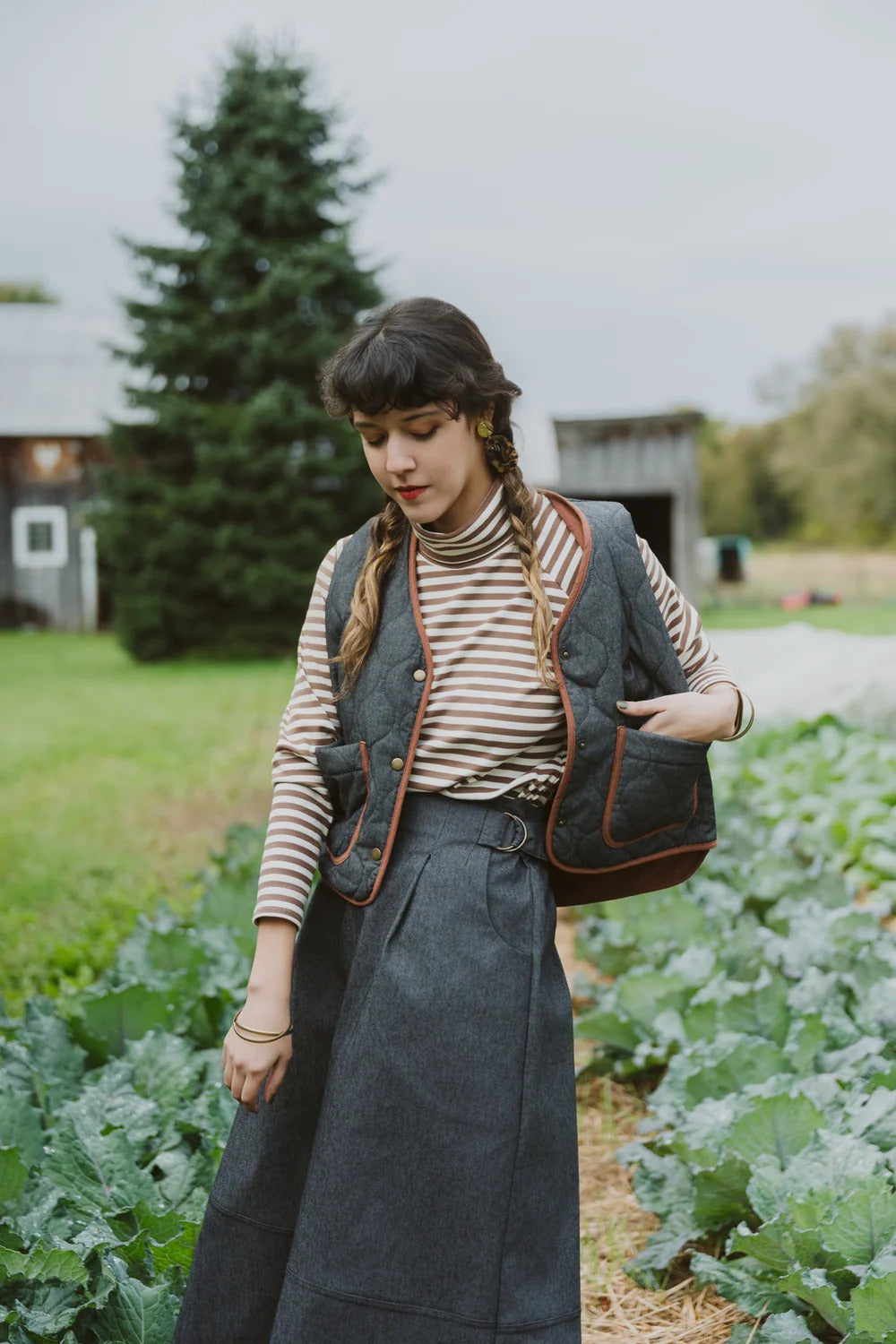 Veste Cyprès Denim Noir Matelassé de Kazak