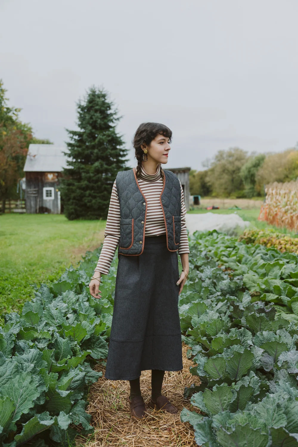 Veste Cyprès Denim Noir Matelassé de Kazak
