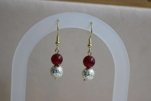 Boucles d'oreilles jade rouge BO-10 de Créations Myle